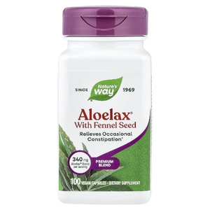 Nature's Way, смесь для улучшения перистальтики кишечника Aloelax® с семенами фенхеля, 100 веганских капсул