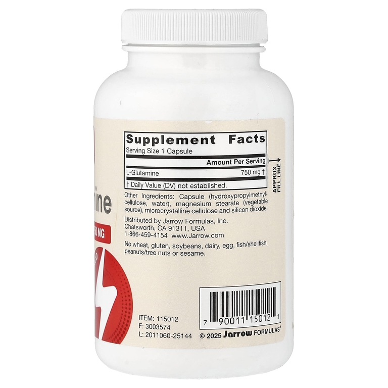 Jarrow Formulas, веганский L-глютамин, 750 мг, 120 растительных капсул