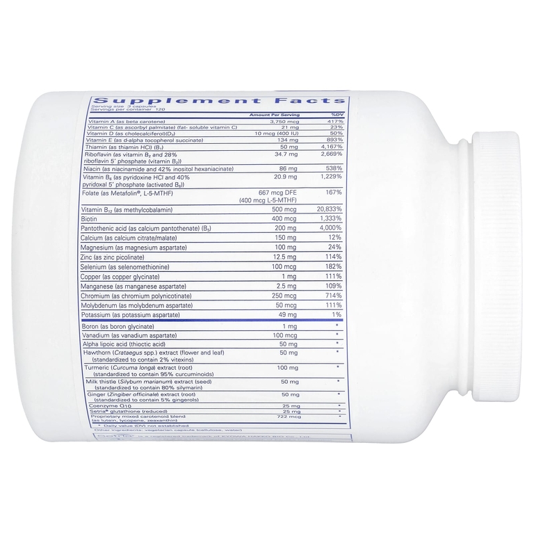 Pure Encapsulations, Мультивитаминная / минеральная формула с улучшенной поддержкой сердечно-сосудистой системы и печени, 360 капсул