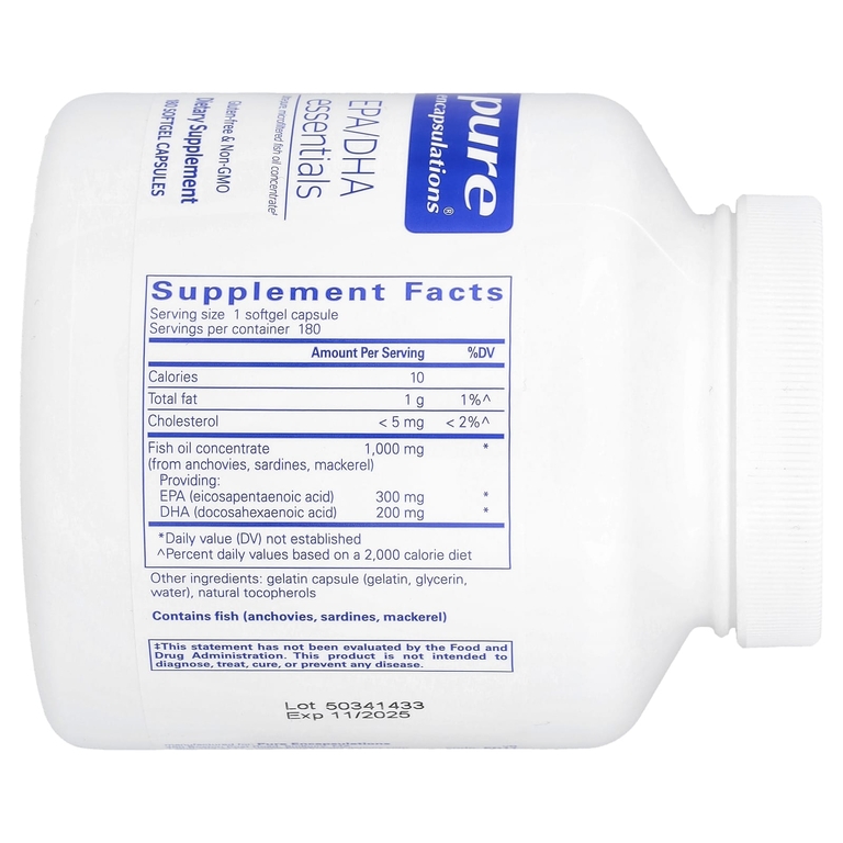 Pure Encapsulations, концентрат рыбьего жира с ЭПК и ДГК, 180 желатиновых капсул