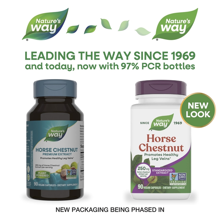 Nature's Way, конский каштан, стандартизированный экстракт, 90 веганских капсул