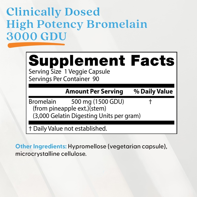 Doctor's Best, высокоэффективный бромелаин, 500 мг, 90 растительных капсул