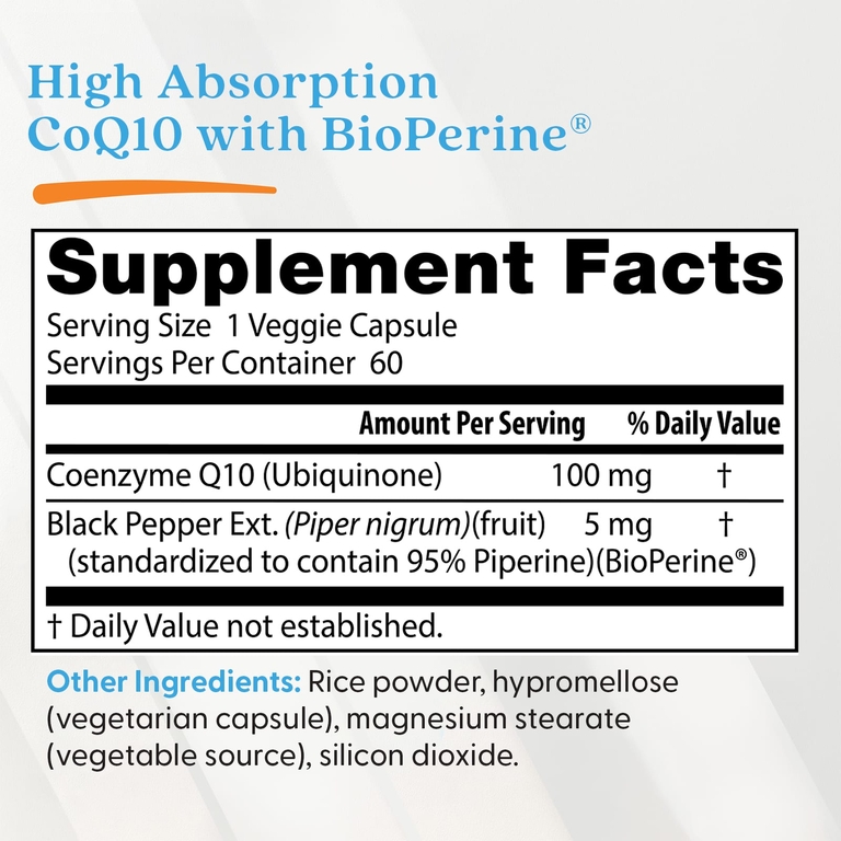 Doctor's Best, коэнзим Q10 с высокой степенью всасывания с BioPerine®, 100 мг, 60 вегетарианских капсул