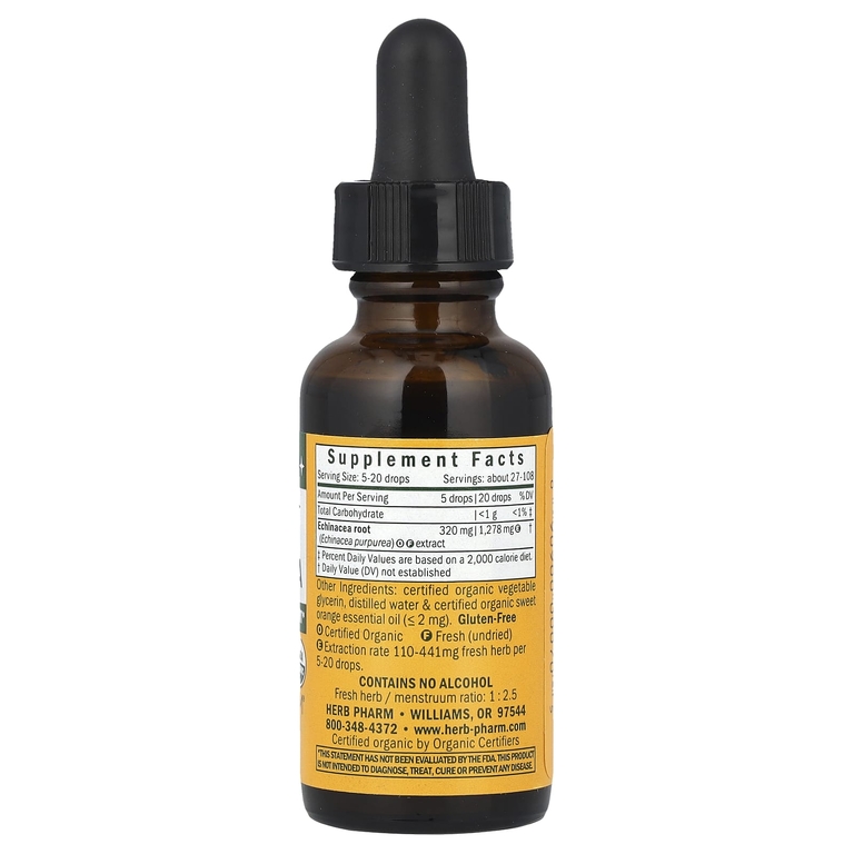 Herb Pharm, эхинацея для детей, без спирта, с апельсиновым вкусом, 30 мл