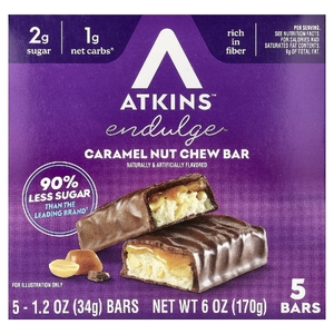 Atkins, батончики с карамелью и орехами, 5 шт. по 34 г (1,2 унции)