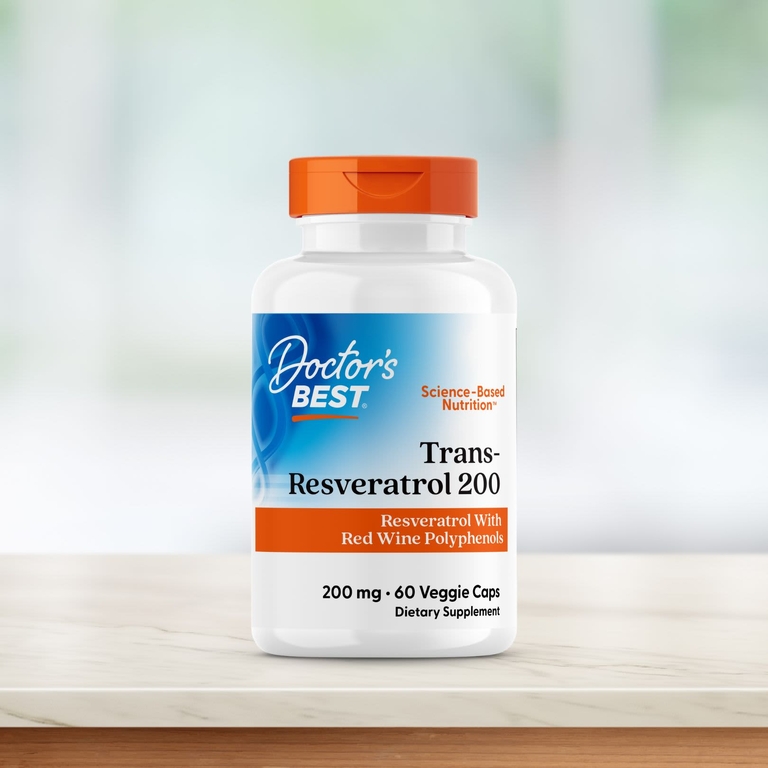 Doctor's Best, транс-ресвератрол, 200 мг, 60 вегетарианских капсул