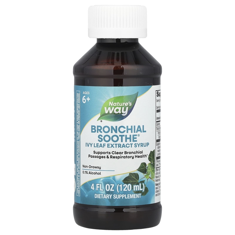 Nature's Way, сироп с экстрактом листьев плюща Bronchial Soothe®, для детей от 6 лет, 120 мл (4 жидкие унции)