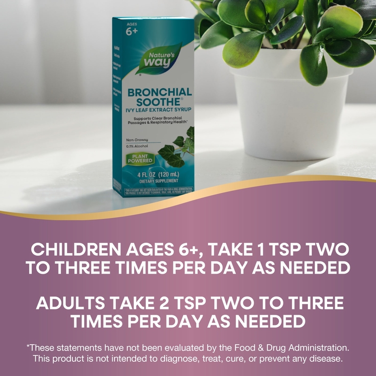 Nature's Way, сироп с экстрактом листьев плюща Bronchial Soothe®, для детей от 6 лет, 120 мл (4 жидкие унции)