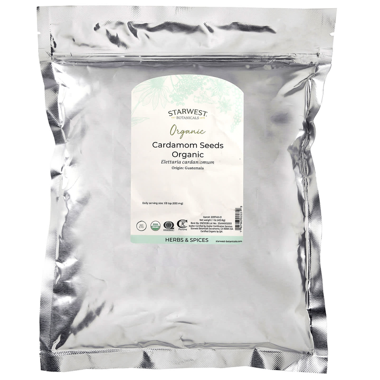 Starwest Botanicals, Натуральный цельный кардамон без шелухи, 1 фунт