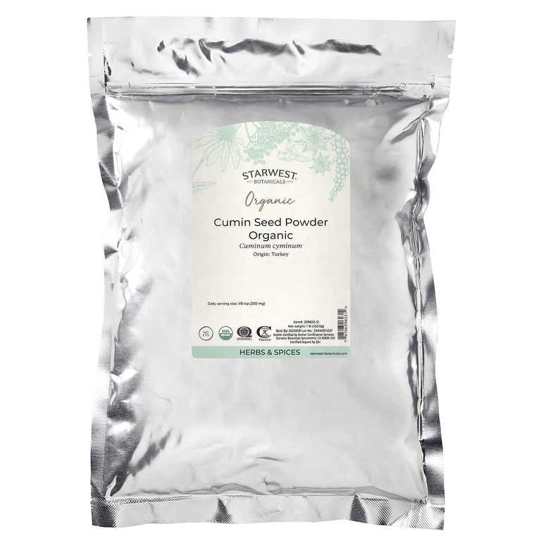 Starwest Botanicals, Порошок из семян органического тмина, 453,6 г (1 фунт)