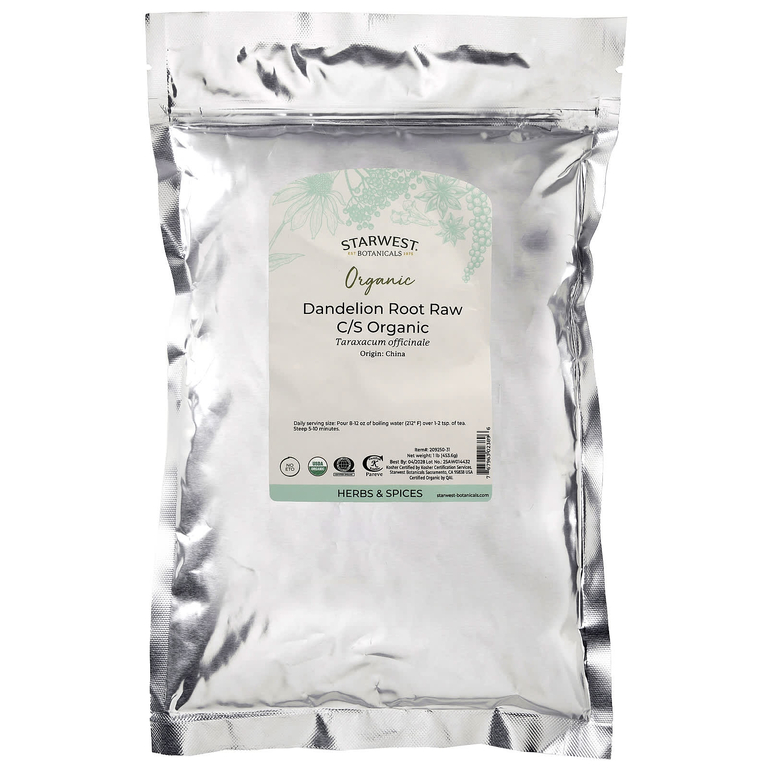 Starwest Botanicals, Органический необработанный корень одуванчика в измельченном и просеянном виде, 453,6 г (1 фунт)
