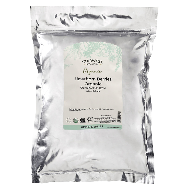 Starwest Botanicals, Цельные ягоды боярышника, Органические, 1 фунт