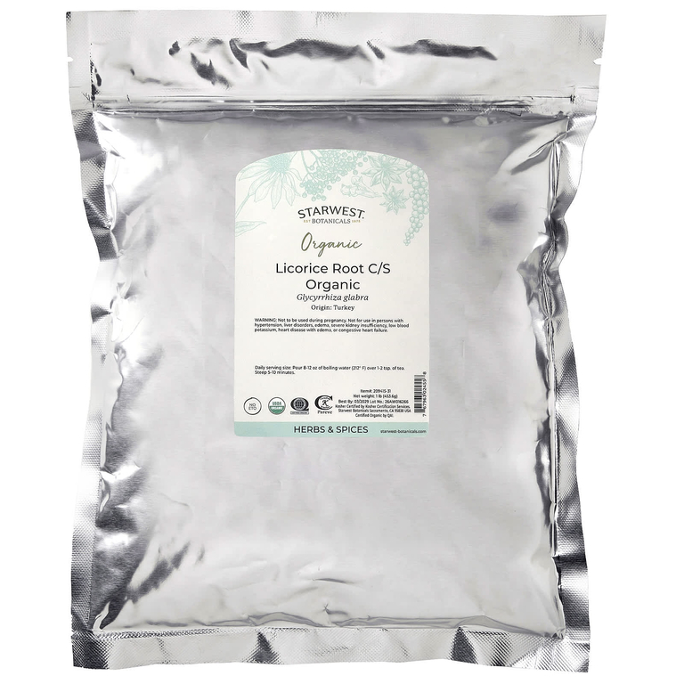 Starwest Botanicals, органический корень солодки, нарезанный и просеянный, 453,6 г (1 фунт)