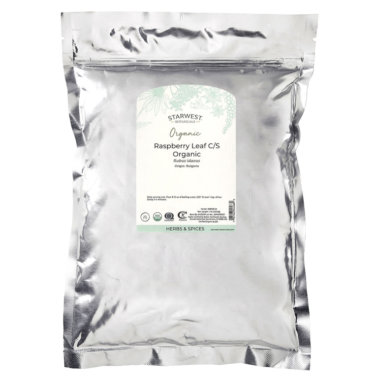Starwest Botanicals, органические листья малины, нарезанные и просеянные, 453,6 г (1 фунт)