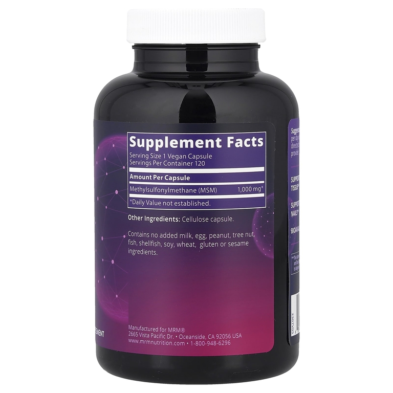 MRM Nutrition, Nutrition, МСМ, 1000 мг, 120 веганских капсул