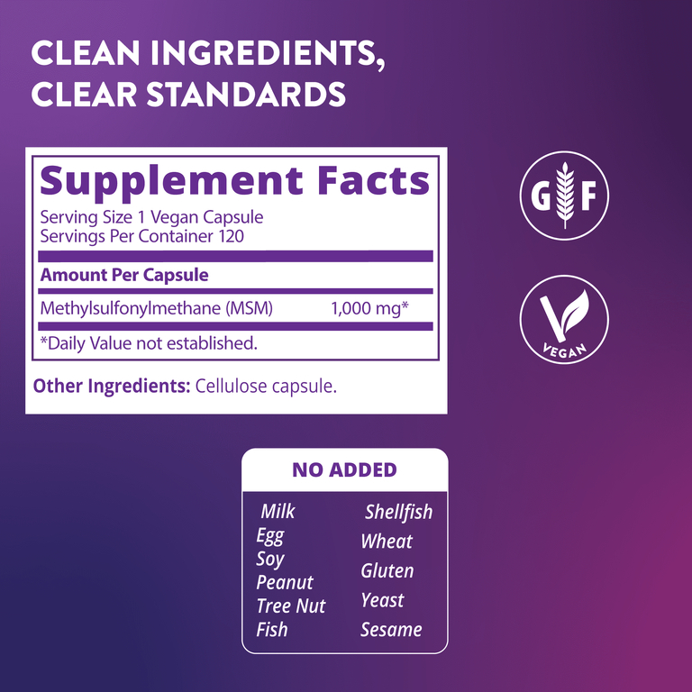 MRM Nutrition, Nutrition, МСМ, 1000 мг, 120 веганских капсул