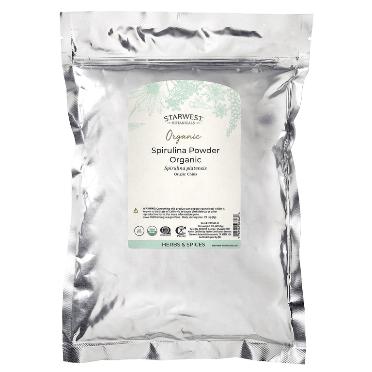 Starwest Botanicals, органический порошок из спирулины, 453,6 г (1 фунт)