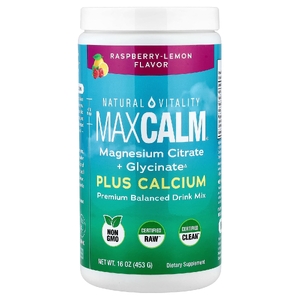 Natural Vitality, магниево-кальциевый напиток со вкусом малины и лимона, 454 г (16 унций)