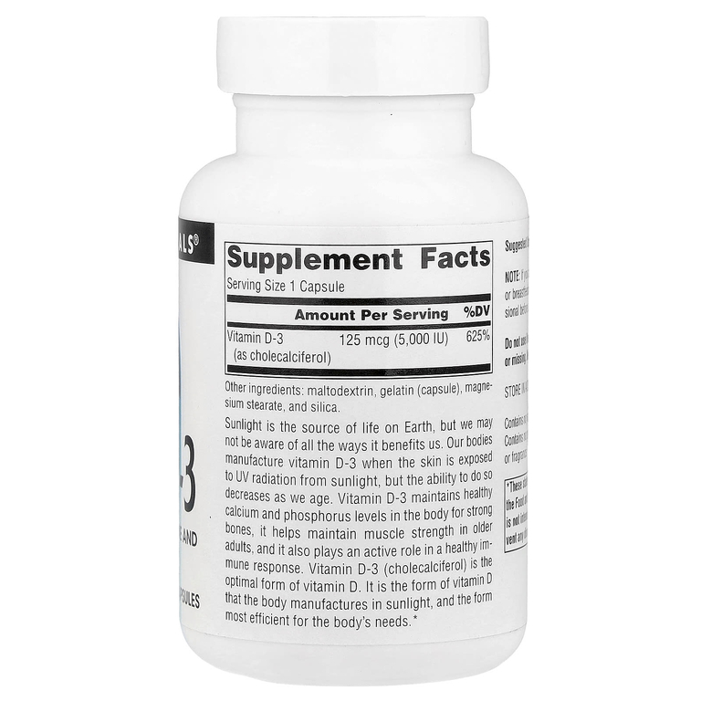 Source Naturals, витамин D3, 5000 МЕ, 120 капсул
