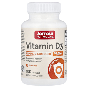 Jarrow Formulas, витамин D3, 125 мкг (5000 МЕ), 100 мягких таблеток
