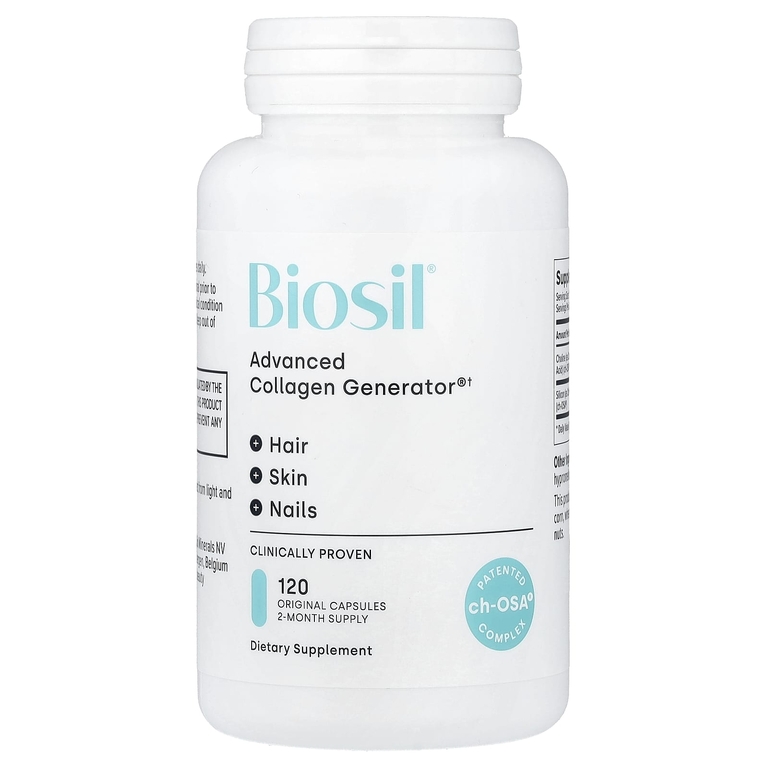 Biosil, средство для стимулирования производства коллагена, 120 оригинальных капсул
