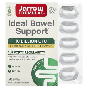 Jarrow Formulas, веганская добавка для поддержки здоровья кишечника с пробиотиками, 10 млрд КОЕ, 30 растительных капсул
