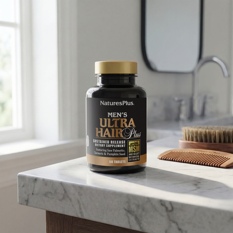 NaturesPlus, добавка для улучшения качества волос для мужчин, с МСМ и растительными экстрактами, 60 таблеток