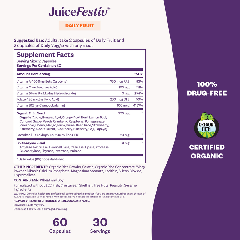 Natrol, органические фрукты и овощи, 2 флакона, по 60 капсул