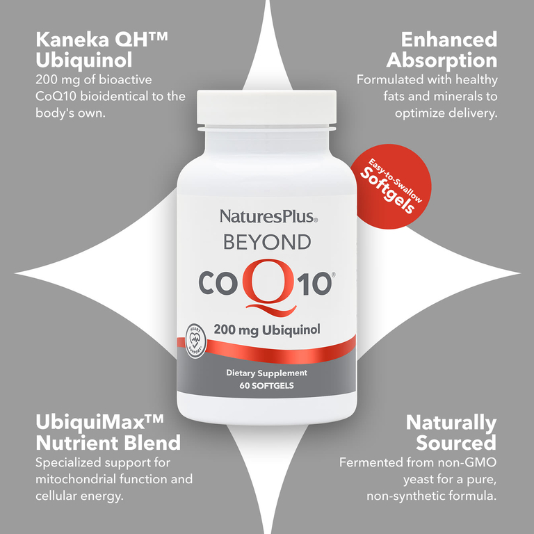 NaturesPlus, убихинол, 200 мг, 60 желатиновых капсул