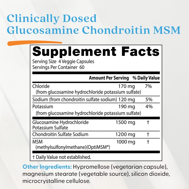 Doctor's Best, глюкозамин, хондроитин и метилсульфонилметан с OptiMSM®, 240 растительных капсул