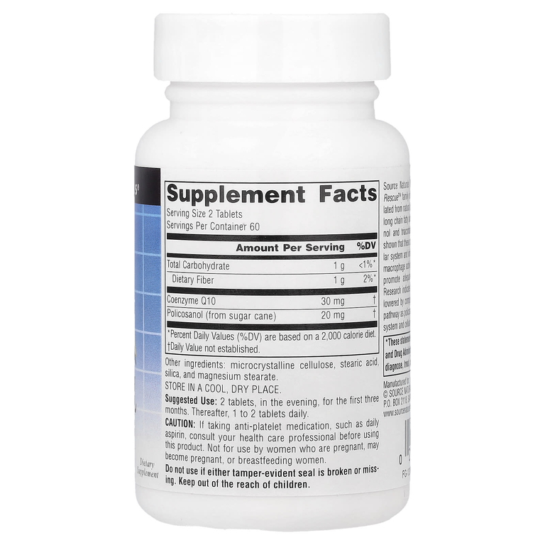 Source Naturals, поликозанол с коэнзимом Q10, 120 таблеток