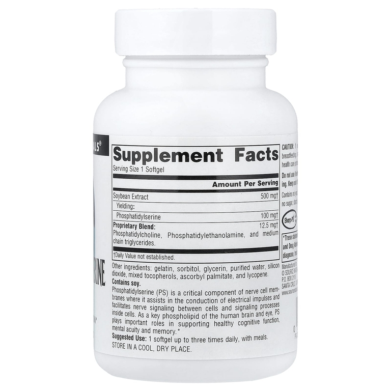 Source Naturals, комплекс с фосфатидилсерином, 500 мг, 60 капсул