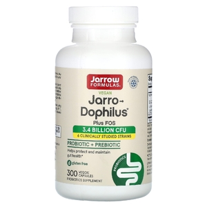 Jarrow Formulas, веганские Пробиотики + пребиотики + ФОС, 300 растительных капсул