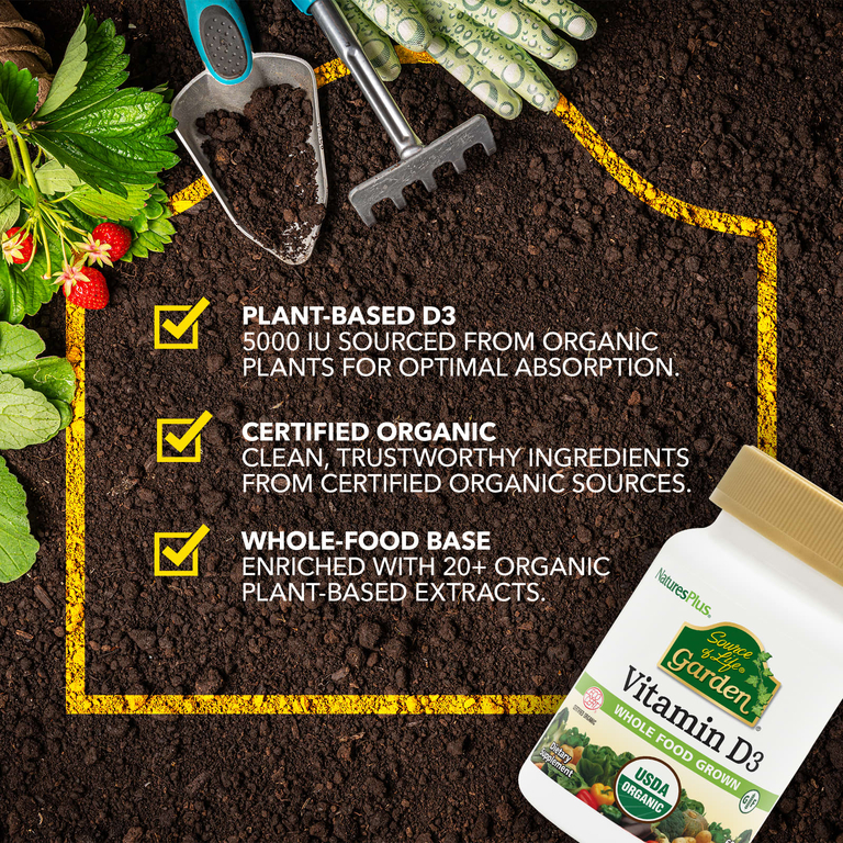 NaturesPlus, витамин Д3, 60 веганских капсул