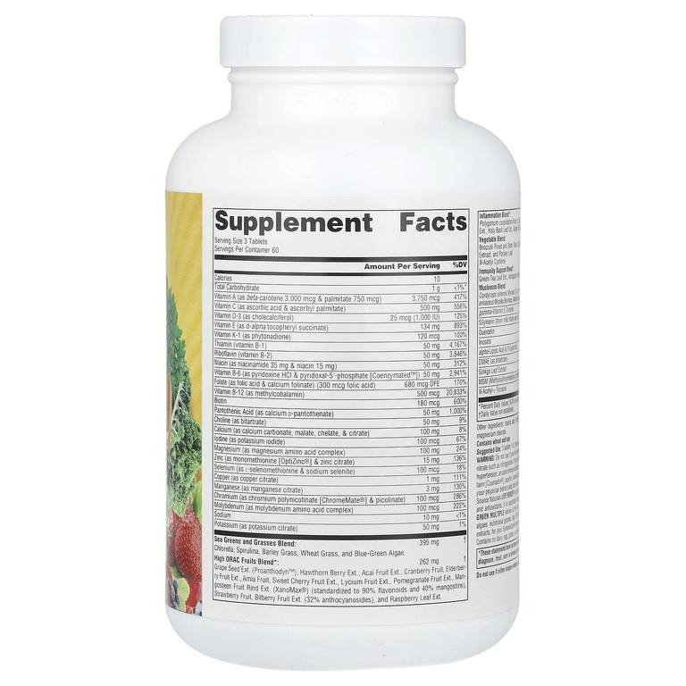 Source Naturals, морские водоросли, питательные травы, фрукты и овощи, 180 таблеток