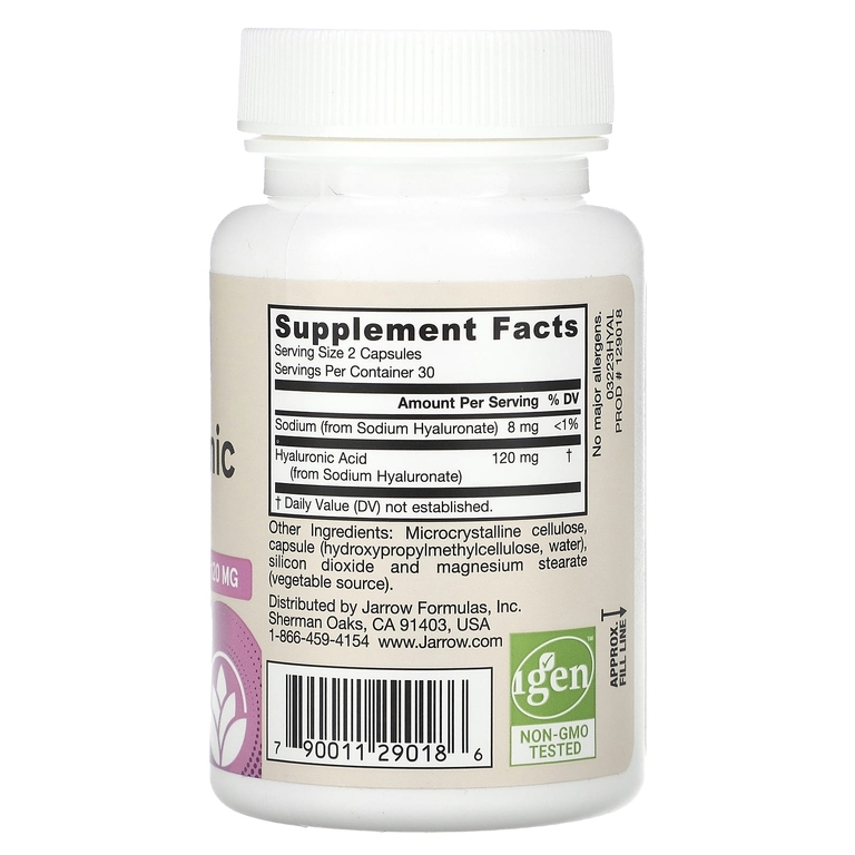 Jarrow Formulas, Веганская гиалуроновая кислота, 60 растительных капсул
