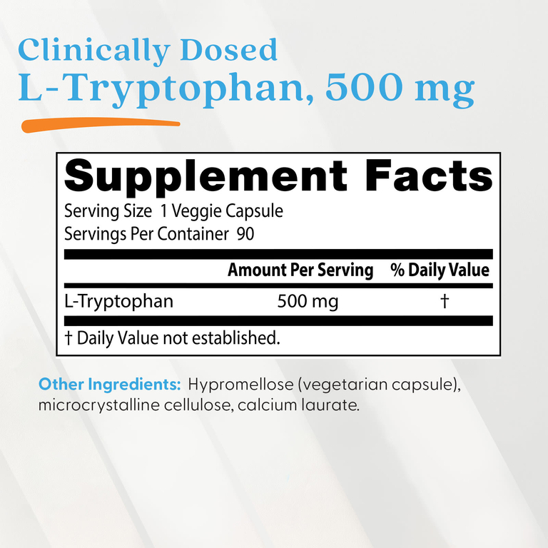Doctor's Best, L-триптофан, 500 мг, 90 растительных капсул