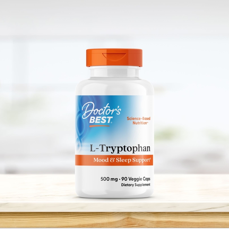 Doctor's Best, L-триптофан, 500 мг, 90 растительных капсул