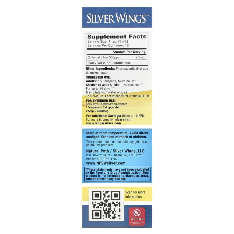Natural Path Silver Wings, коллоидное серебро, 60 мл (2 жидк. унции)