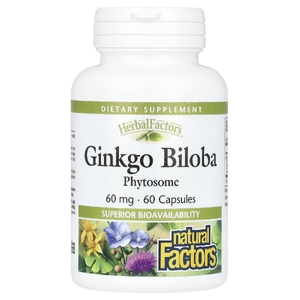 Natural Factors, гинкго билоба, фитосома, 60 мг, 60 капсул