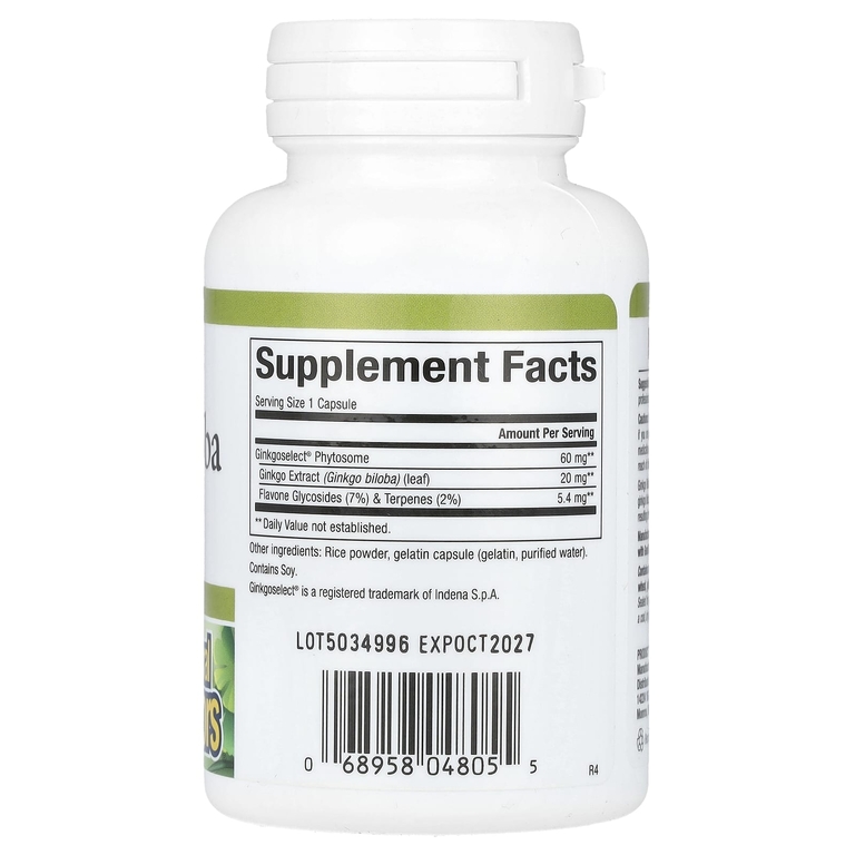 Natural Factors, гинкго билоба, фитосома, 60 мг, 60 капсул