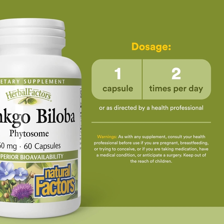 Natural Factors, гинкго билоба, фитосома, 60 мг, 60 капсул