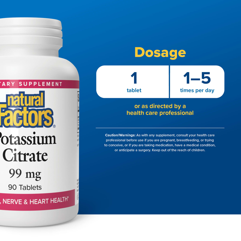 Natural Factors, цитрат калия, 99 мг, 90 таблеток