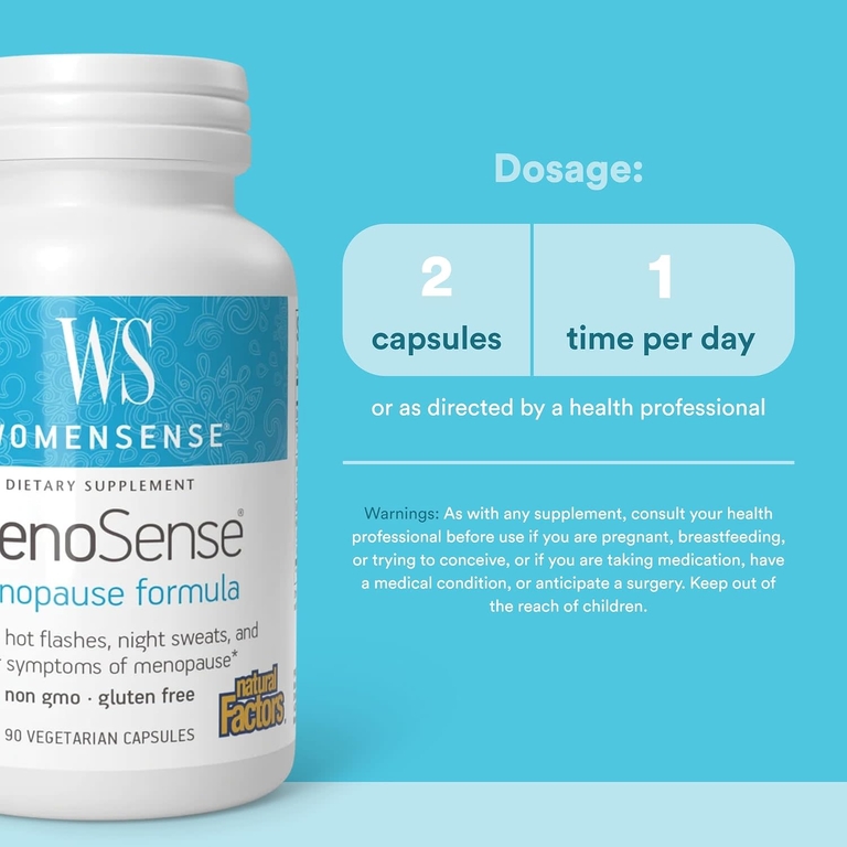 Natural Factors, средство для поддержки в период менопаузы MenoSense®, 90 вегетарианских капсул