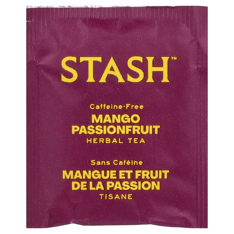 Stash Tea, растительный чай, манго и маракуйя, без кофеина, 20 чайных пакетиков, 38 г (1,3 унции)