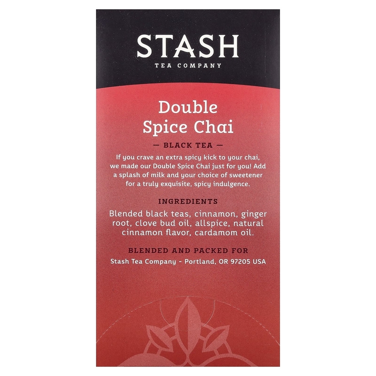 Stash Tea, черный чай, с двумя специями, 18 чайных пакетиков, 1,1 унции (33 г)