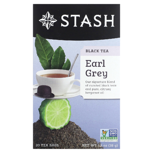 Stash Tea, Черный чай, Эрл Грей, 20 чайных пакетиков, 38 г (1,3 унции)