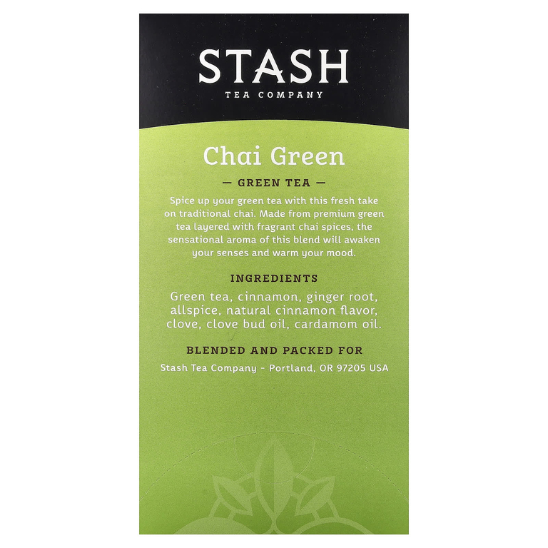 Stash Tea, зеленый чай, 20 чайных пакетиков, 38 г (1,3 унции)