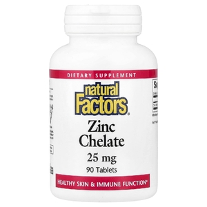 Natural Factors, цинк в хелатной форме, 25 мг, 90 таблеток