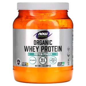 NOW Foods, Спорт, органический сывороточный белок, нейтральный, без вкуса, 454 г (1 фунт)